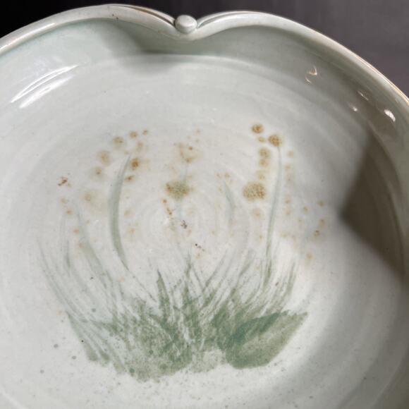 Handmade Bowl-Scalloped Edge-Watercolor-Japanes-Boho Ceramic Centerpiece – 10″ - Picture 4 of 13